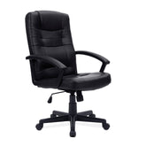 Nautilus Designs Darwin High Back Leather Effect Executive Office Chair With Integral Headrest and Fixed Arms Black - BCP/1007/PU/BK DD